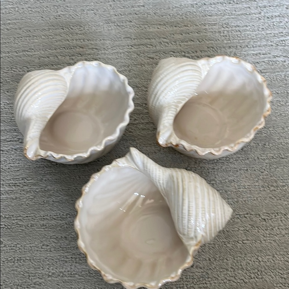 Decorative ceramic seashell bowls